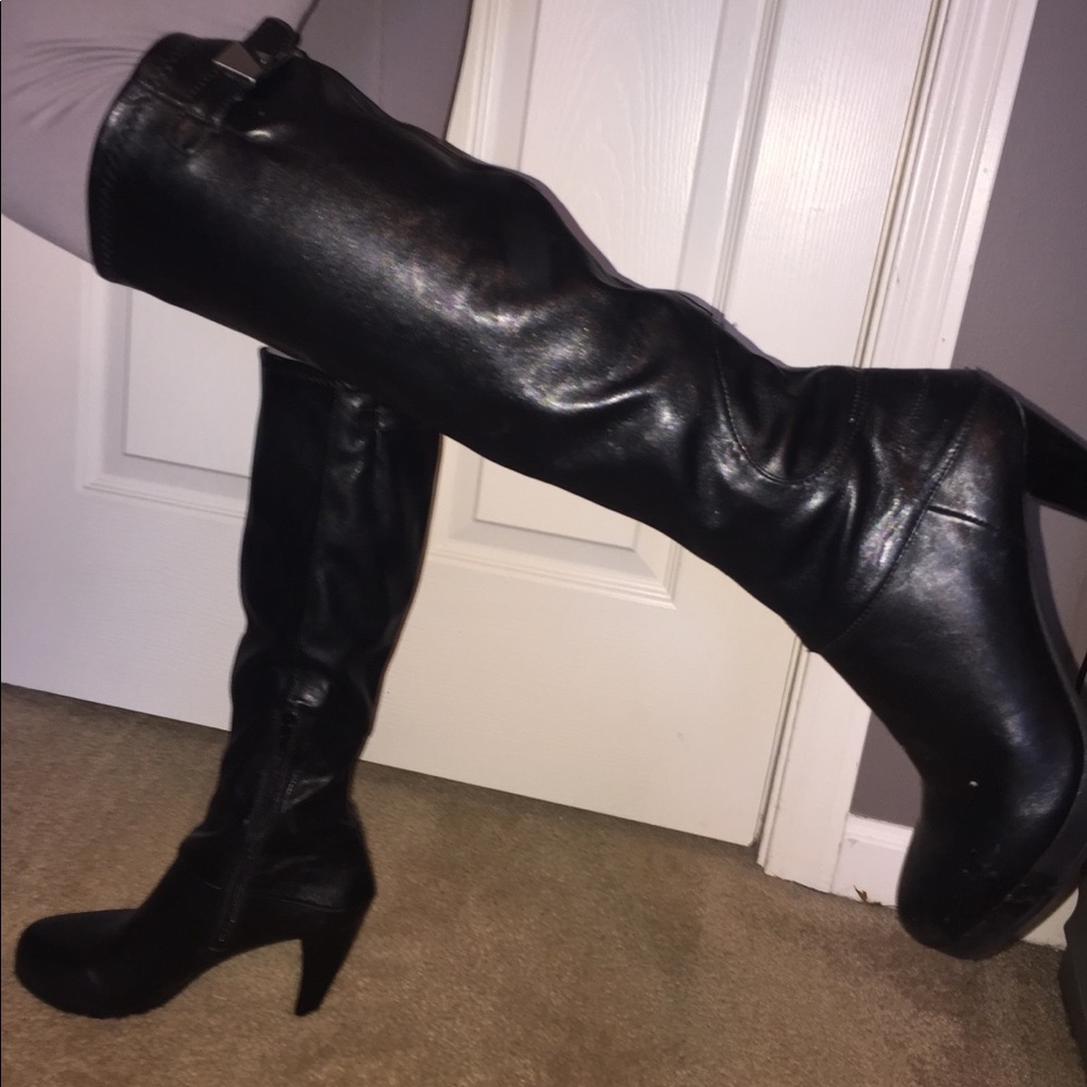NINE WEST Black heeled leather boots